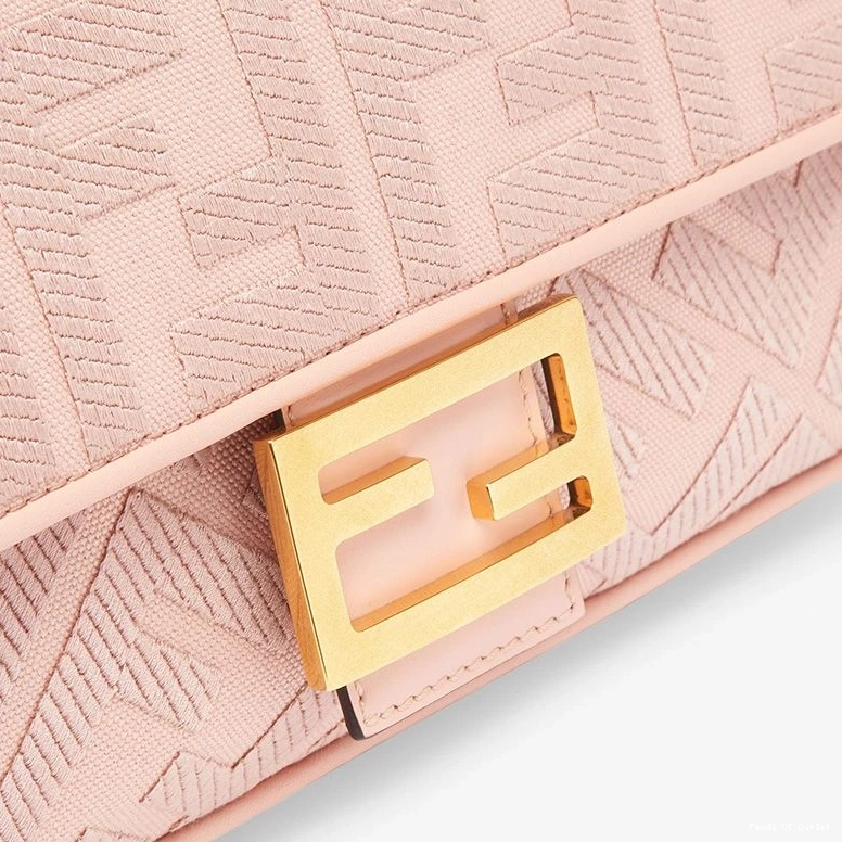 Cheap HOT with Fendi Baguette Laser Pink FF Cut Motif Strap In Medium Canvas Bag 0729